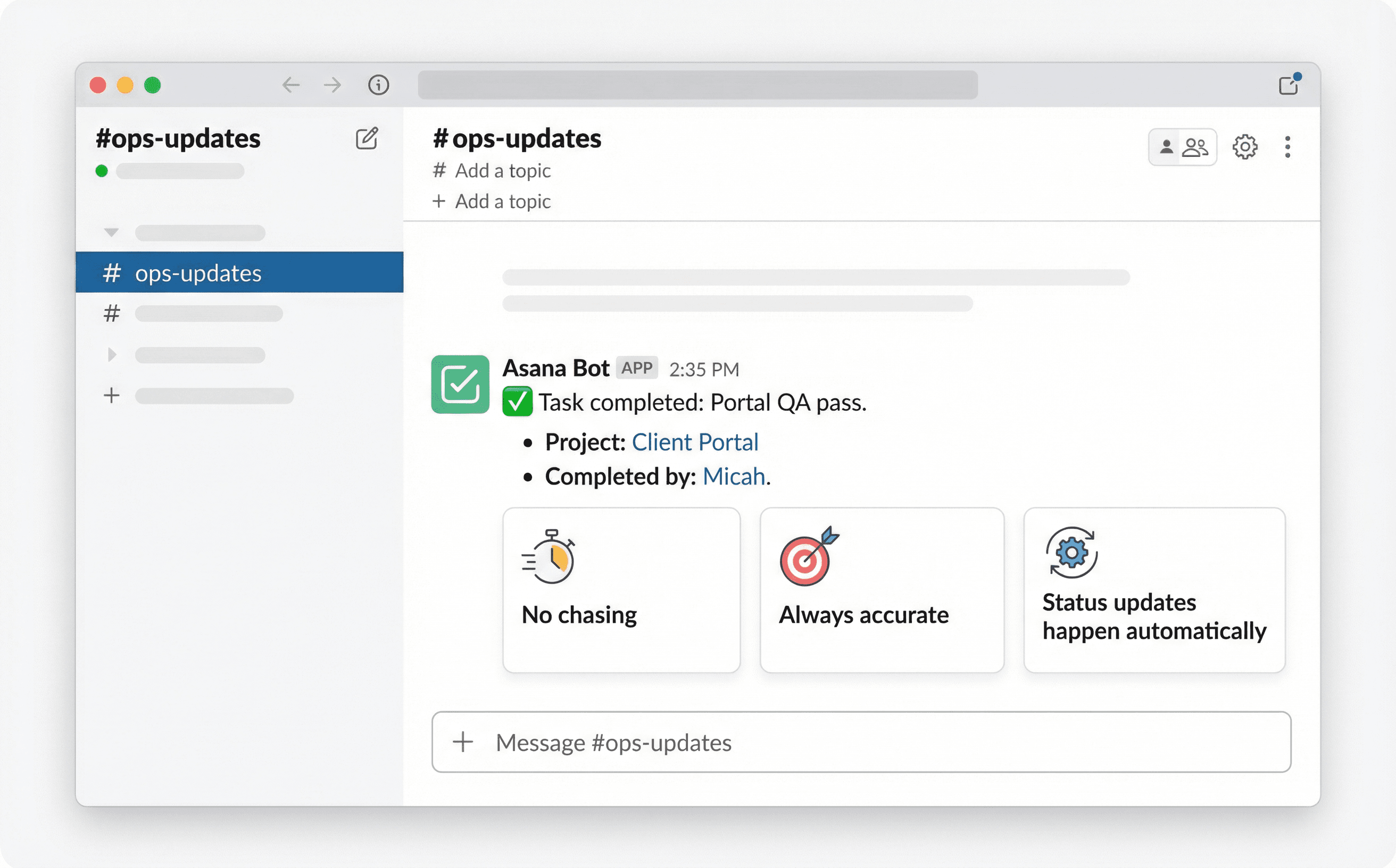 Automated Slack updates triggered by Asana task completion