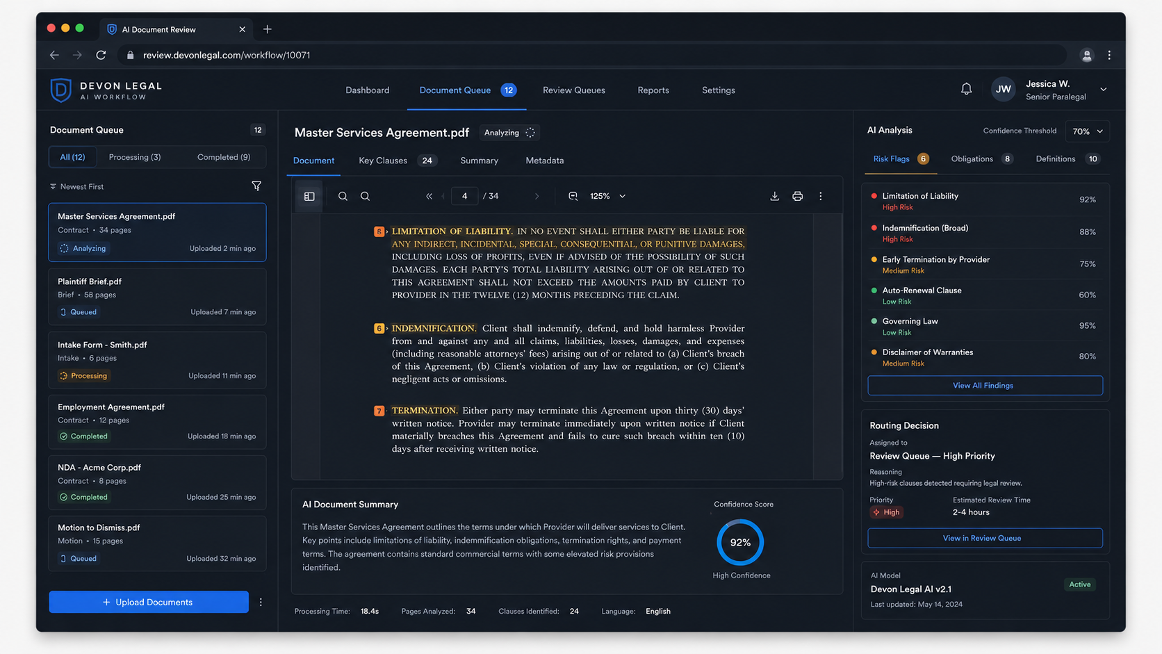 AI-powered workflow that processes, flags, and routes documents