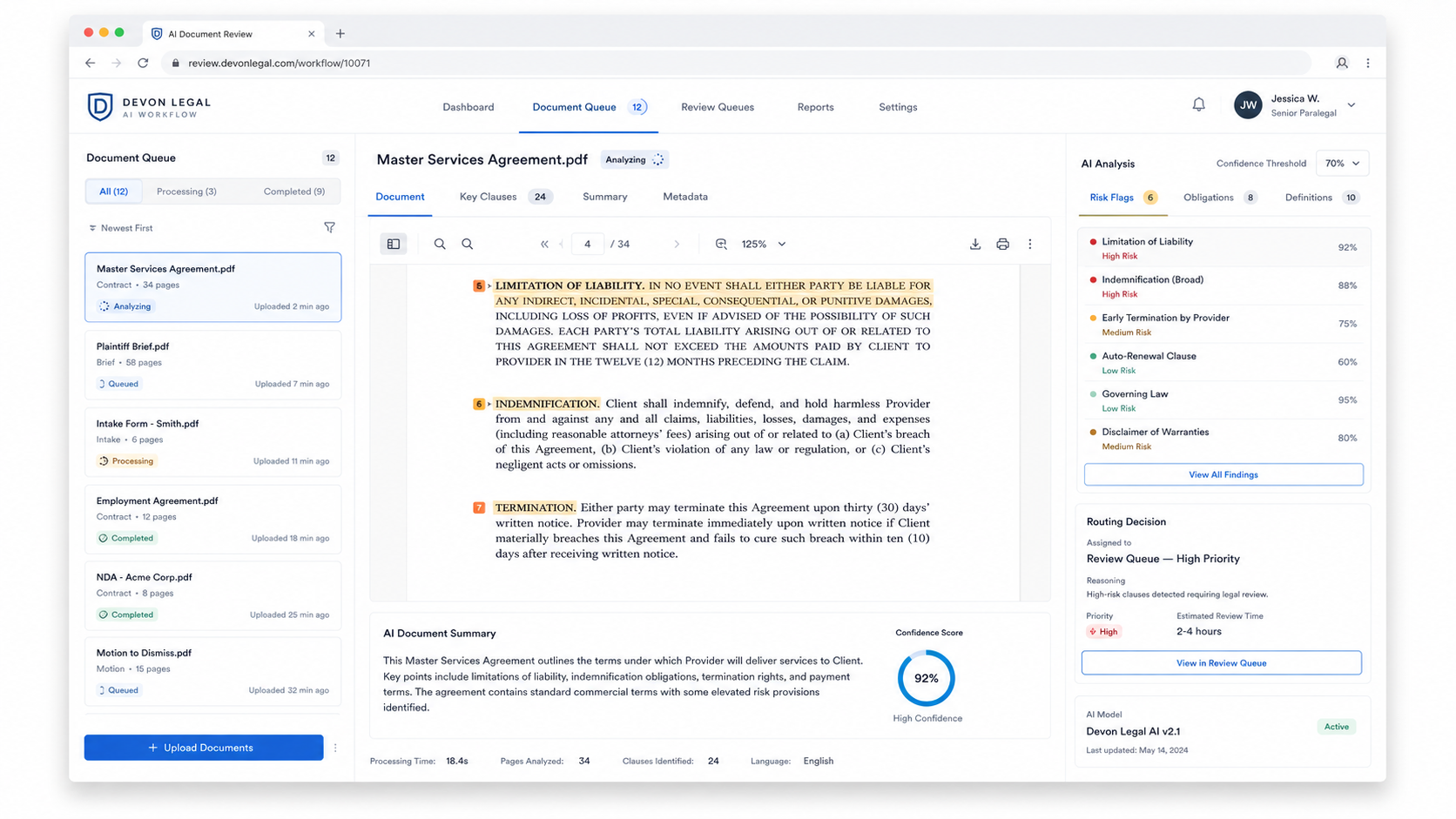 AI-powered workflow that processes, flags, and routes documents