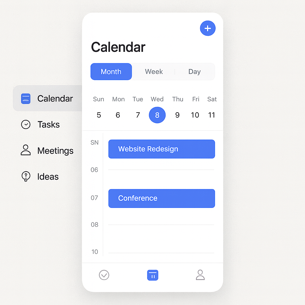 Mobile calendar application with scheduling and event management capabilities