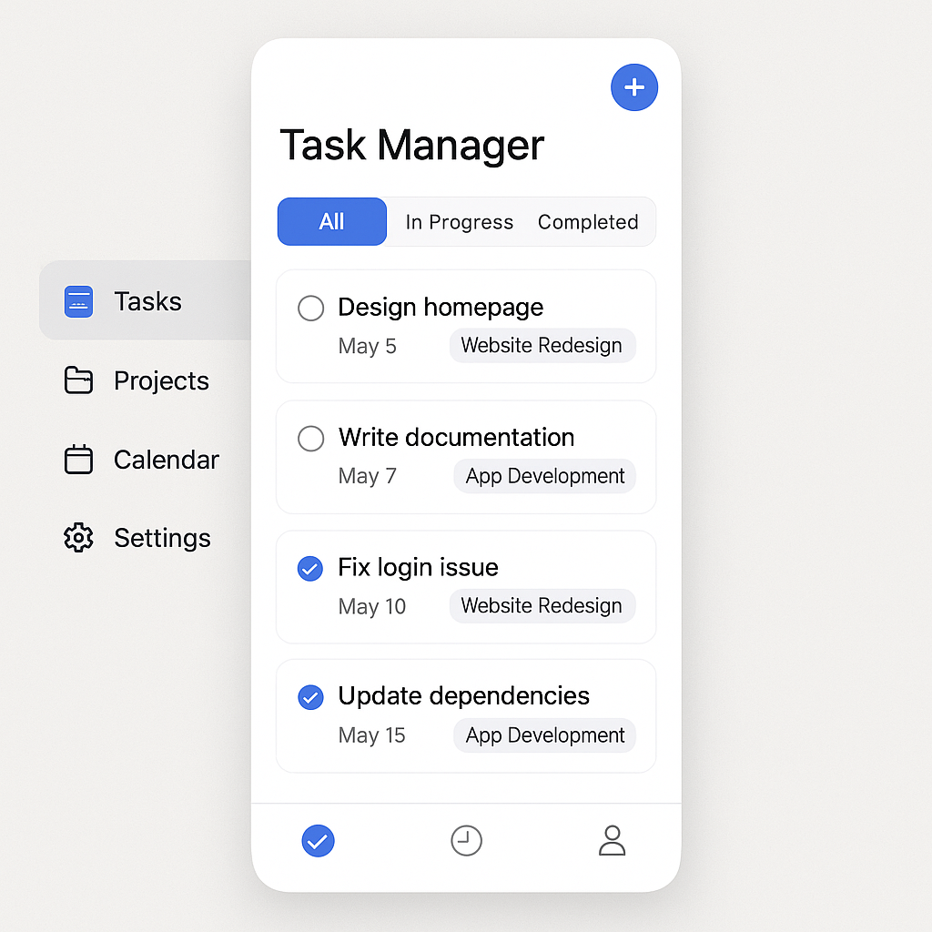 Mobile Task Management App Mobile task management application with intuitive interface and productivity features