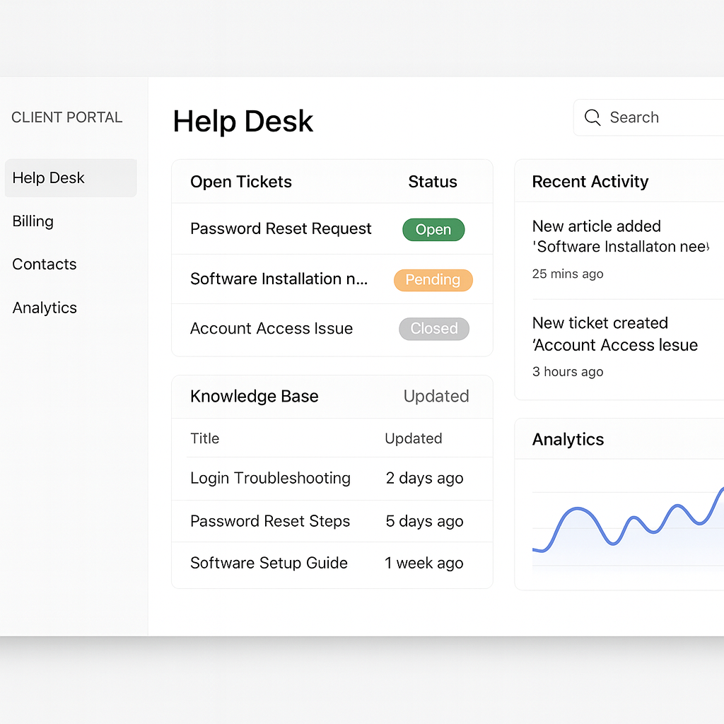 Custom helpdesk web application with ticketing system and customer support features